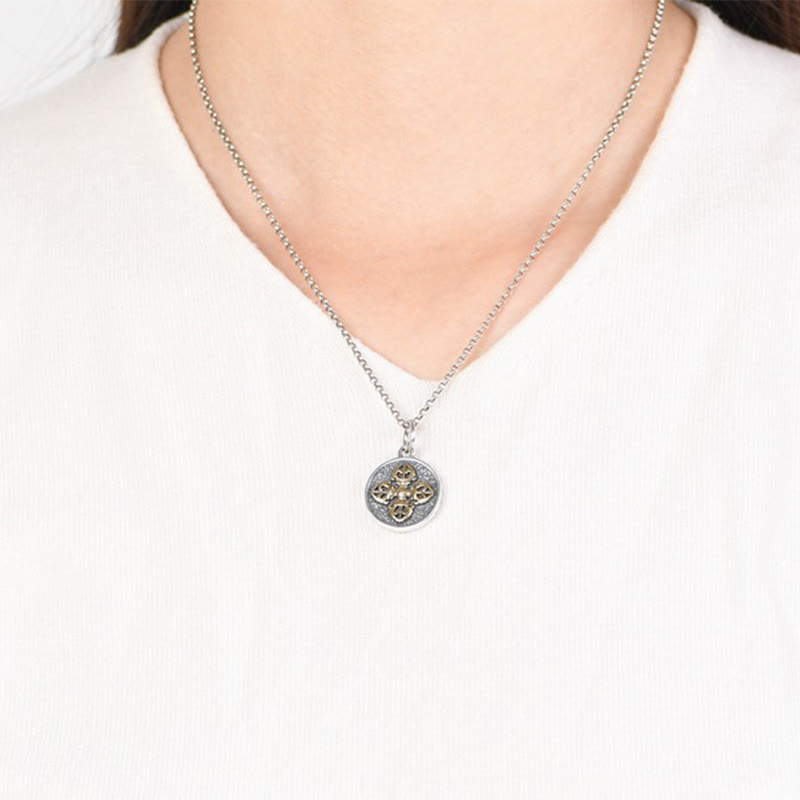 Nimara Ritual 925 Sterling Silver Double Dorje Vajra Blessing Necklace Pendant