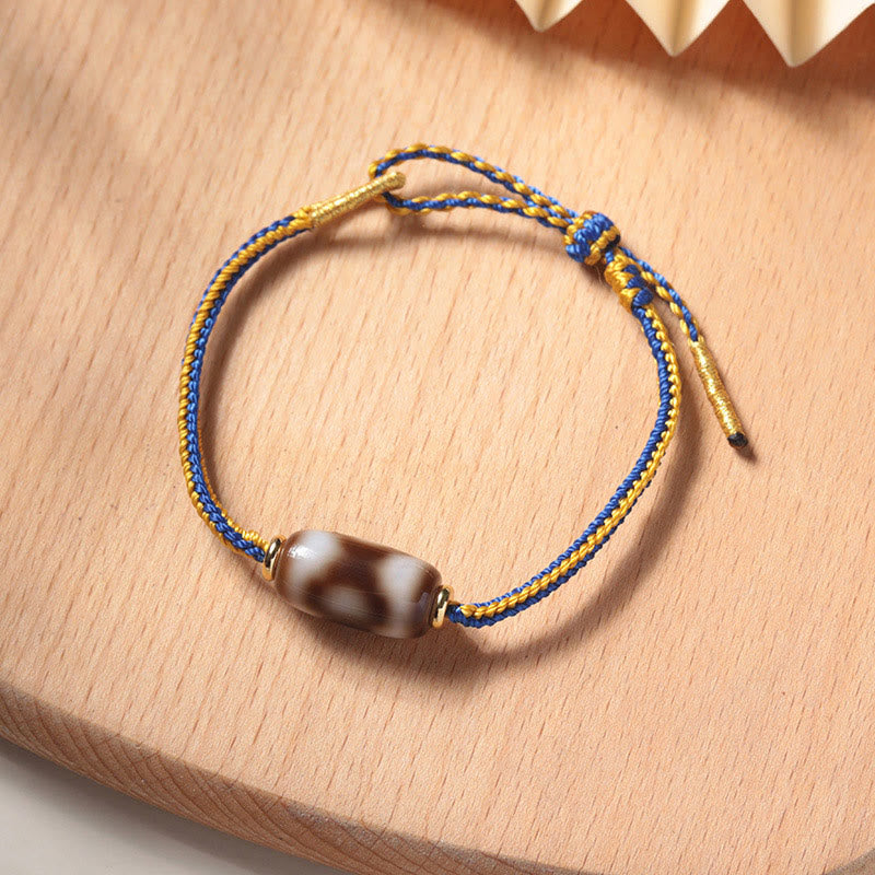 Nimara Ritual Tibetan Three-eyed Dzi Bead Luck Happiness Bracelet