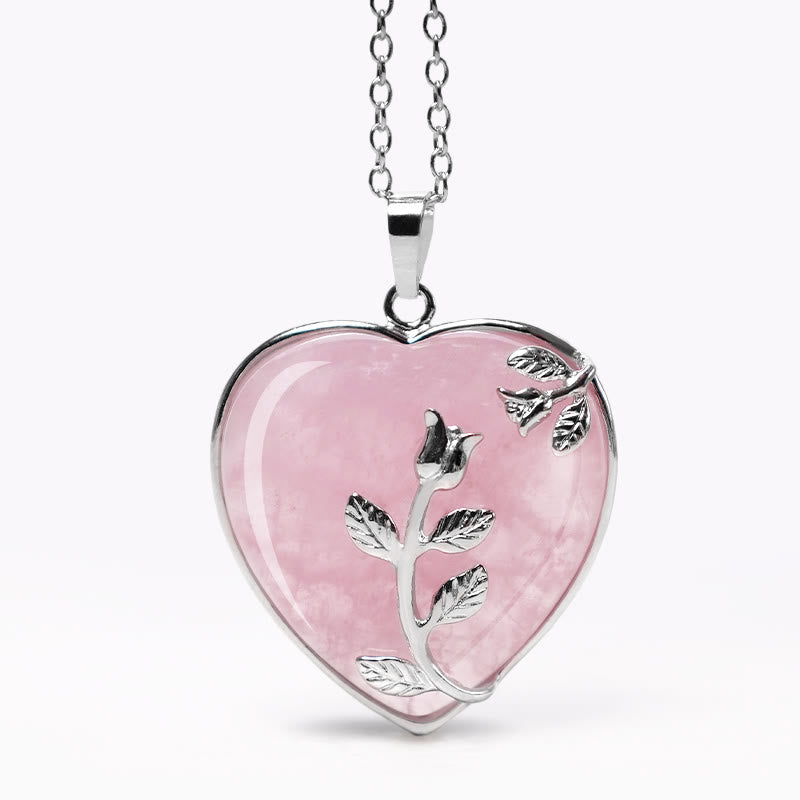 Nimara Ritual Natural Healing Crystals Heart Pendant Necklaces