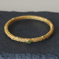 Nimara Ritual Cyan Jade Copper Auspicious Clouds Calm Healing Bracelet Bangle