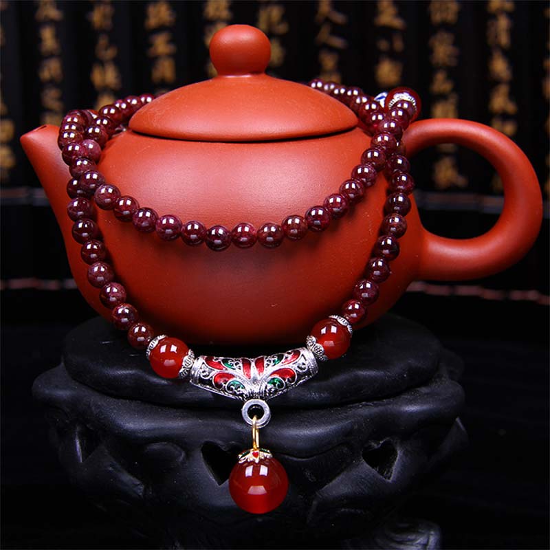Nimara Ritual Natural Garnet Red Agate Blessing Healing Bracelet Necklace Pendant