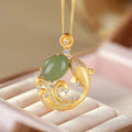 Nimara Ritual Cyan Jade Koi Fish Healing Calm Necklace Pendant