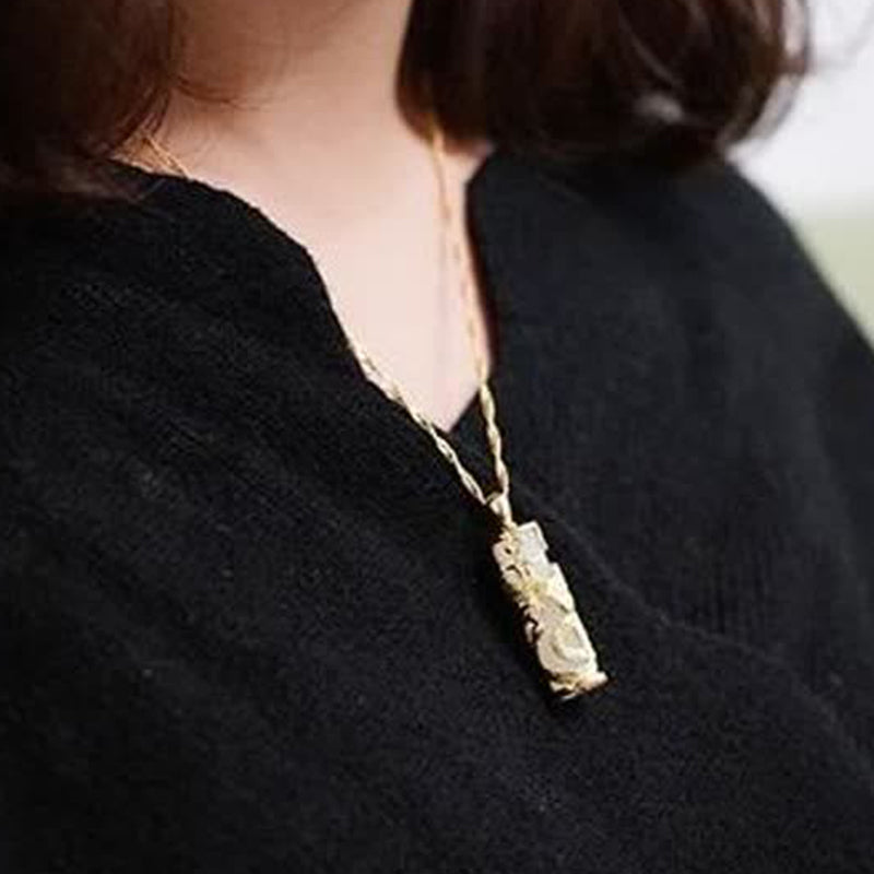 Nimara Ritual Jade Dragon Phoenix Copper Blessing Harmony Necklace Pendant