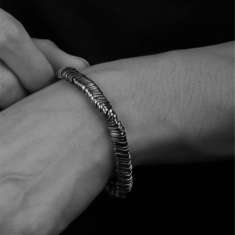 Nimara Ritual 925 Sterling Silver Vintage Twisted Design Wealth Healing Chain Bracelet