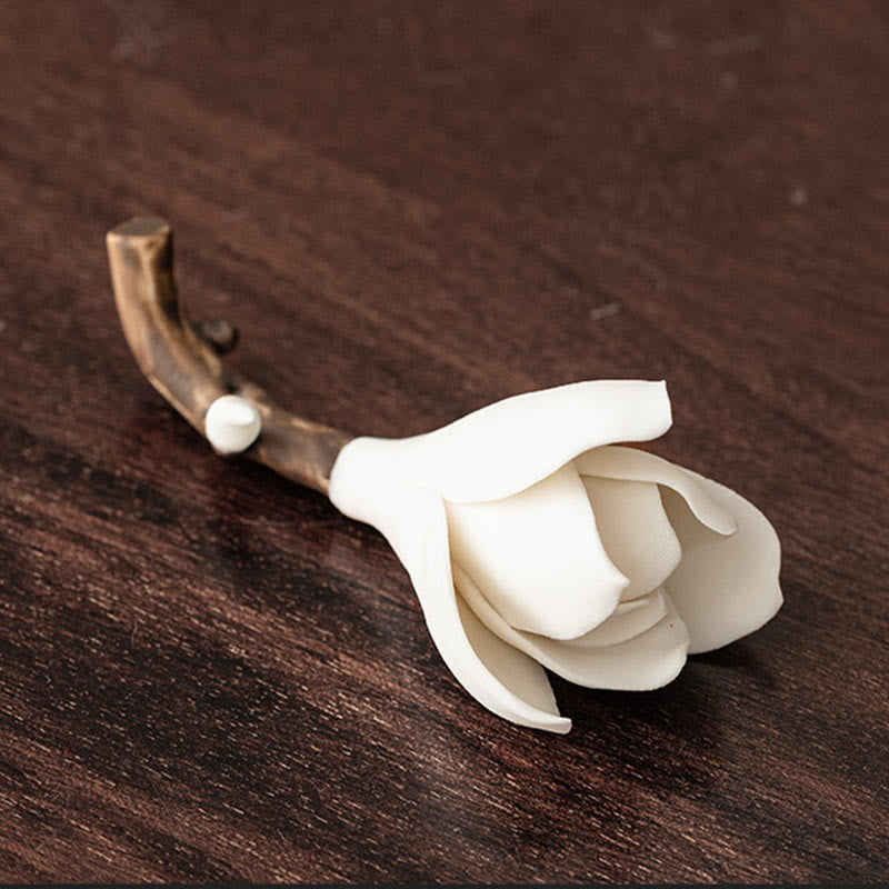 Nimara Ritual Gardenia Flower Pattern Ceramic Healing Incense Burner Decoration