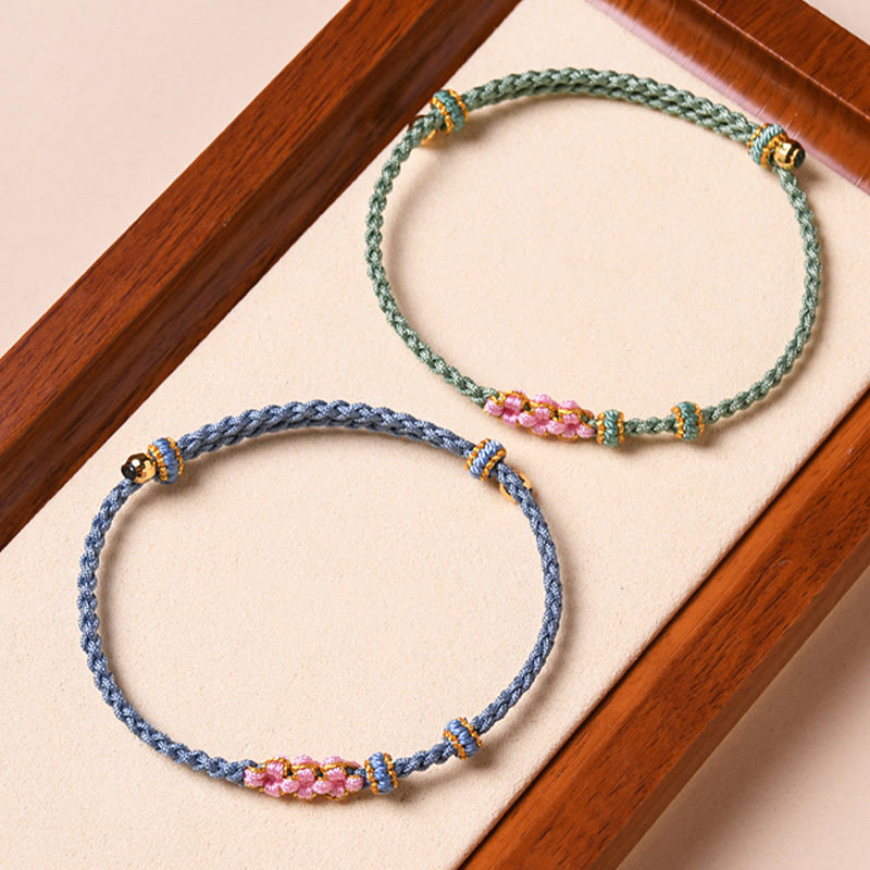 Nimara Ritual Handmade Peach Blossom Protection Braided Rope Bracelet
