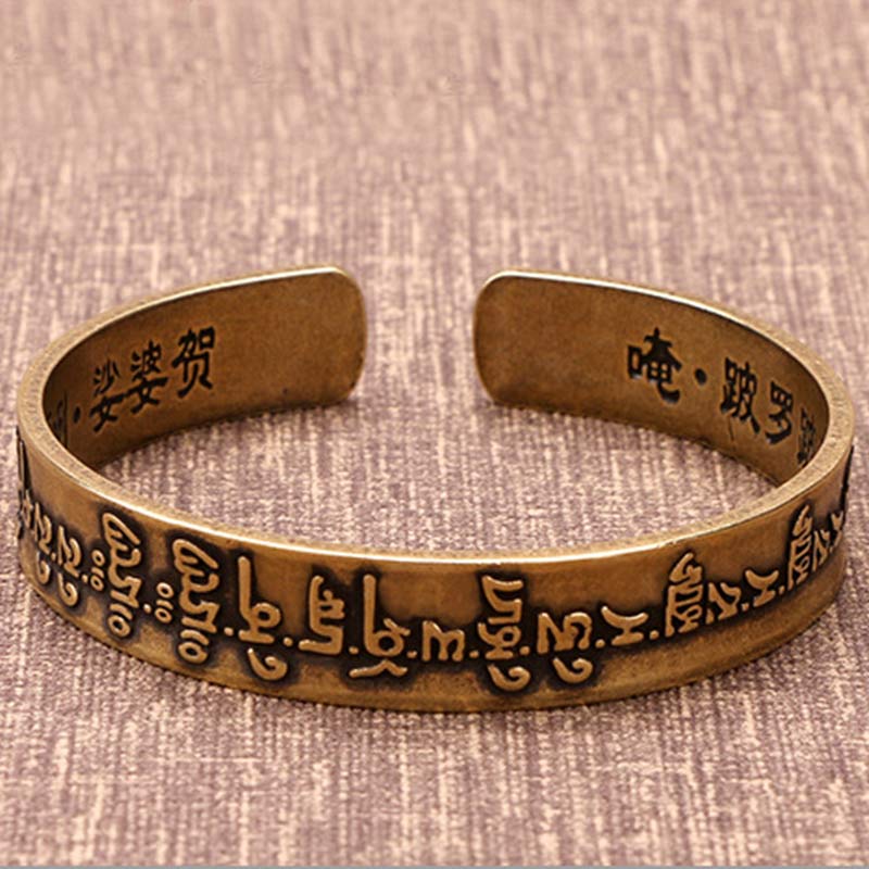 Nimara Ritual Tibetan MahApratisarA Mantra Sanskrit Copper Brass Healing Bracelet Bangle