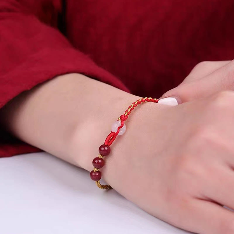 Nimara Ritual Natural Cinnabar Jade Peace Buckle Blessing Bracelet