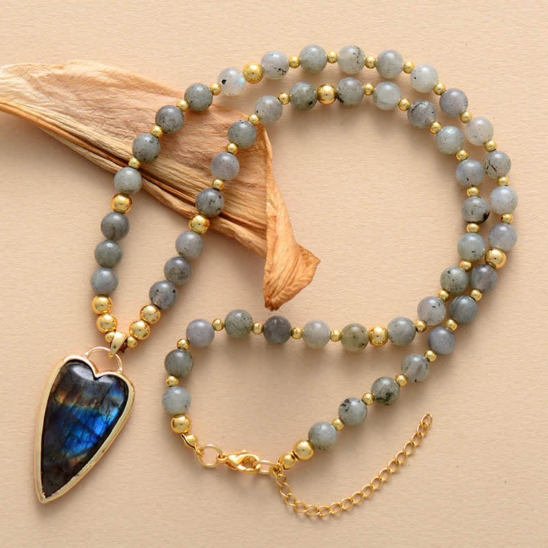 Nimara Ritual Labradorite Support Healing Beaded Necklace Pendant