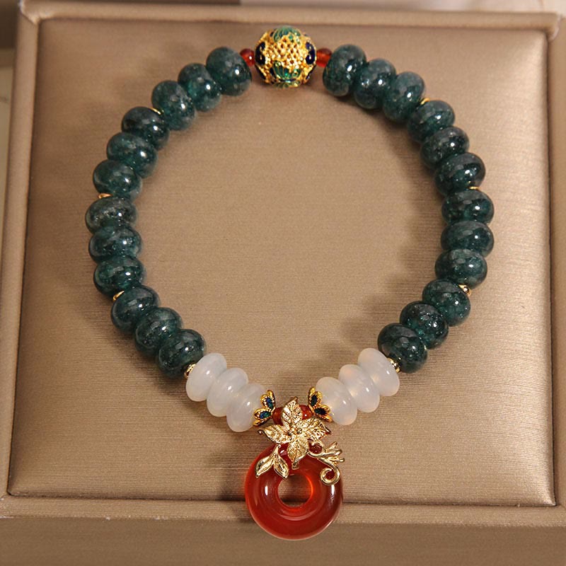 Nimara Ritual Jade White Agate Red Agate Peace Buckle Abacus Beads Luck Bracelet