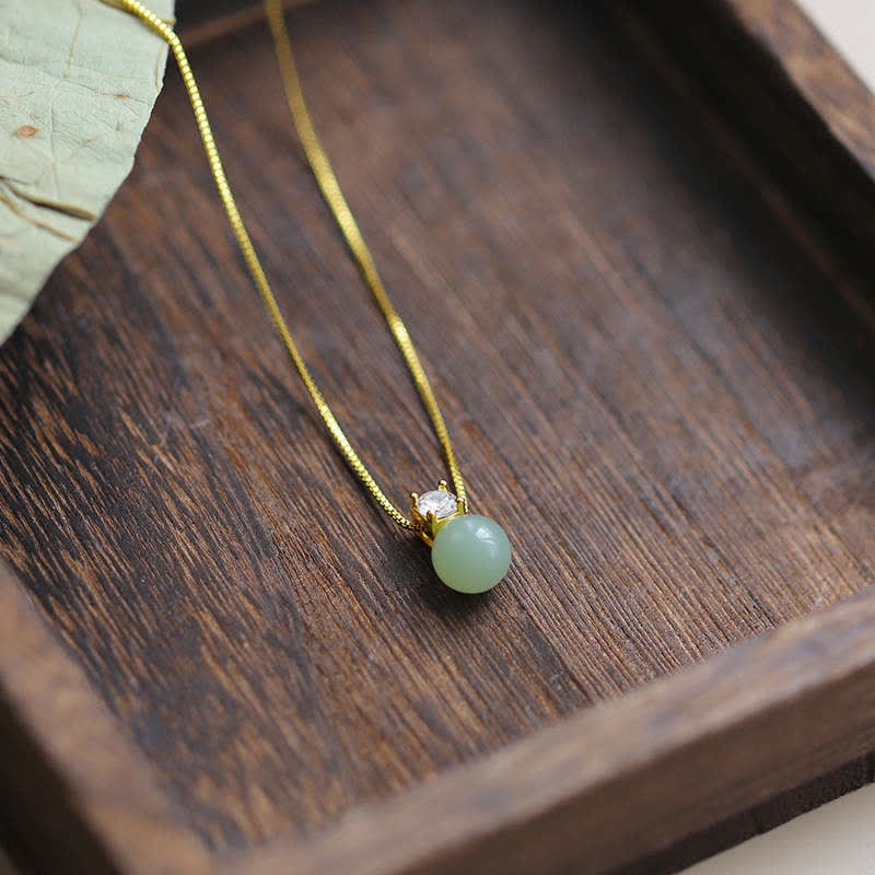 Nimara Ritual Lucky Bead Jade Prosperity Chain Necklace Pendant