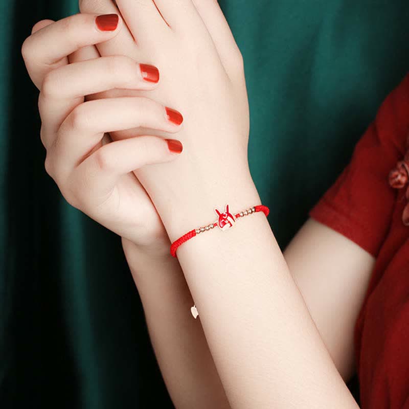 Nimara Ritual 925 Sterling Silver Chinese Zodiac Luck Faith Discolor Red String Bracelet