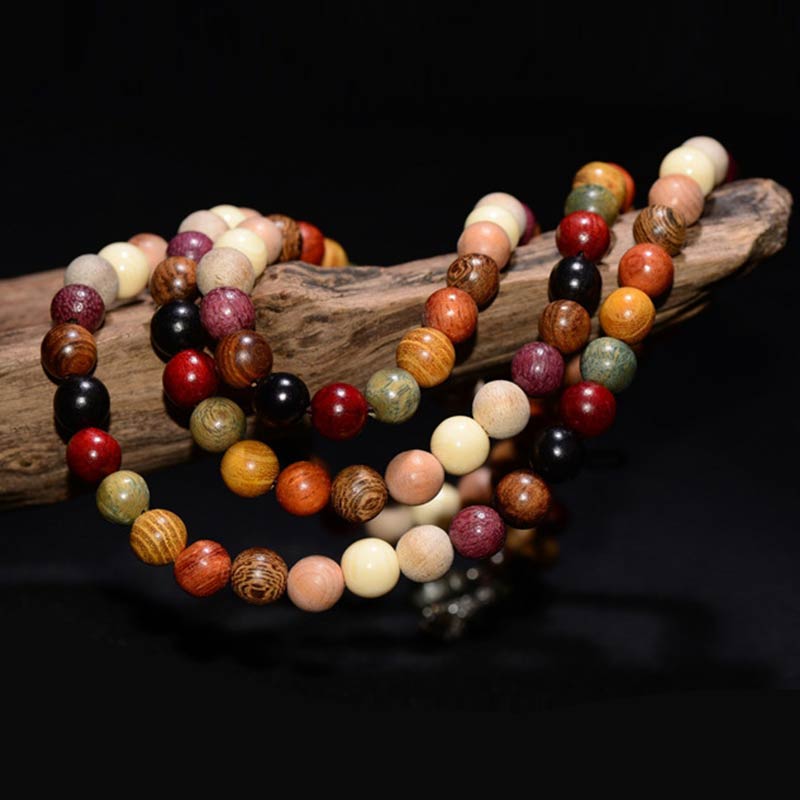Nimara Ritual 108 Beads Wenge Wood Mala Blessing Meditation Bracelet