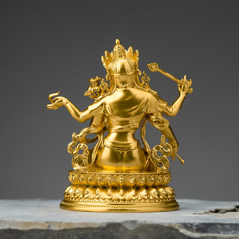 Nimara Ritual Four-armed Manjusri Bodhisattva Gold Figurine Compassion Serenity Copper Statue Home Decoration