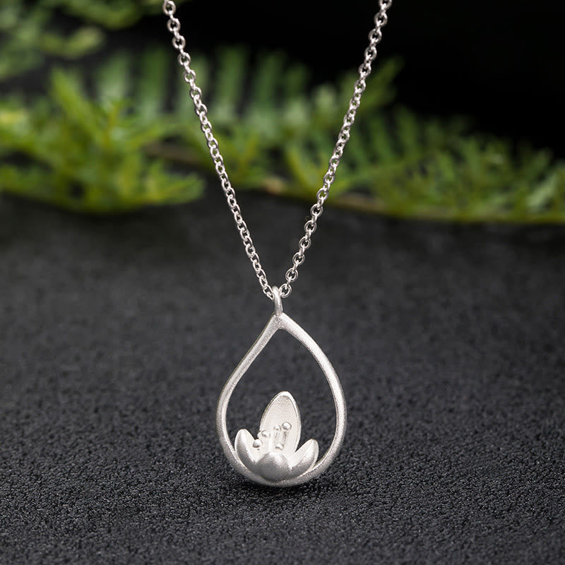 Nimara Ritual 925 Sterling Silver Lotus Flower Floral Enlightenment Necklace Pendant