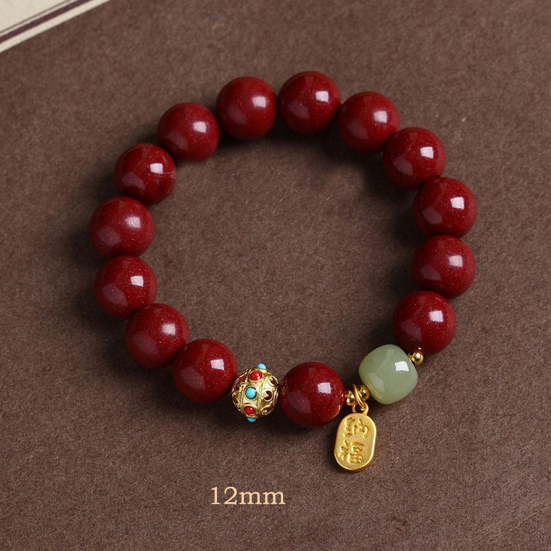 Nimara Ritual Cinnabar Green Aventurine Fortune Protection Charm Bracelet