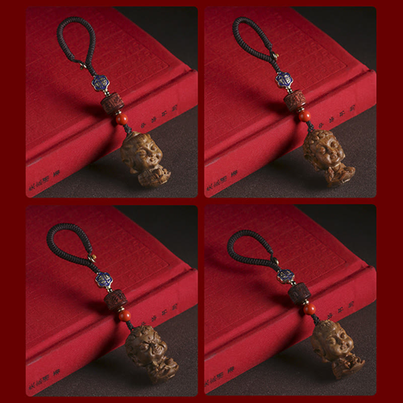 Nimara Ritual Chinese Zodiac Natal Buddha Green Sandalwood Om Mani Padme Hum Peace Key Chain