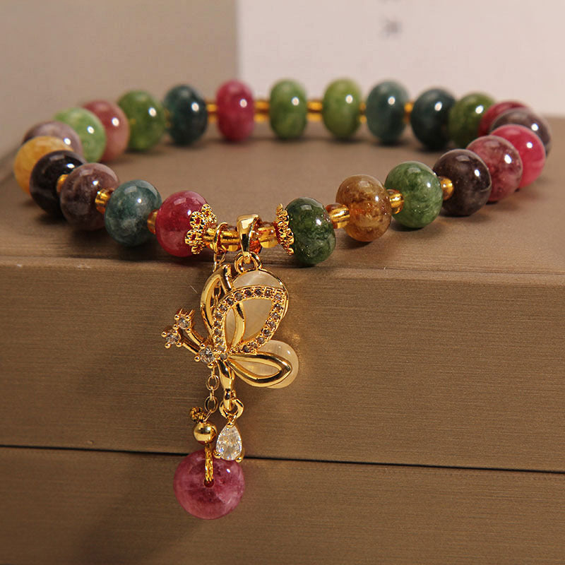 Nimara Ritual Colorful Tourmaline Butterfly Charm Wisdom Bracelet