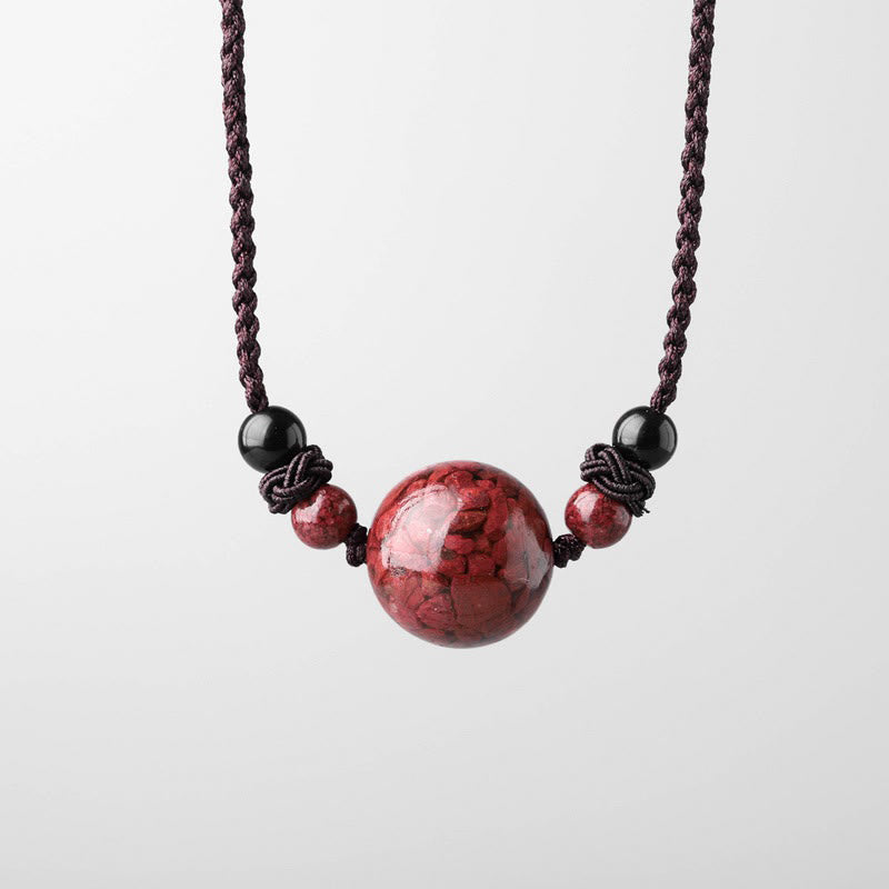 Nimara Ritual Natural Cinnabar Stones Bead Blessing Necklace Pendant