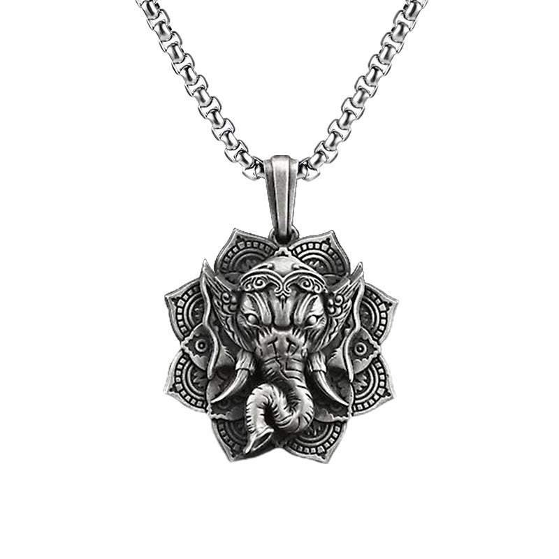 Nimara Ritual Pure Tin Ganesh Ganpati Elephant Protection Amulet Necklace Pendant