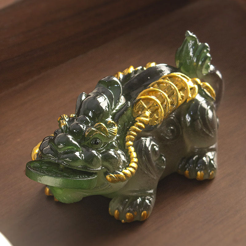 Nimara Ritual Color Changing Small PiXiu Copper Coins Resin Tea Pet Wealth Home Figurine Decoration