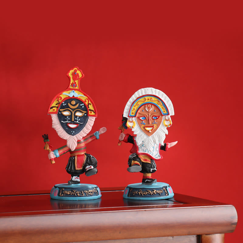 Nimara Ritual Tibetan Opera Face Mask Puppet Home Office Car Decoration Ornament