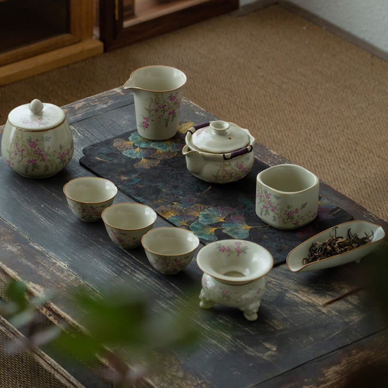 Nimara Ritual Peach Blossom Daisy Flower Ceramic Teacup Kung Fu Tea Cups
