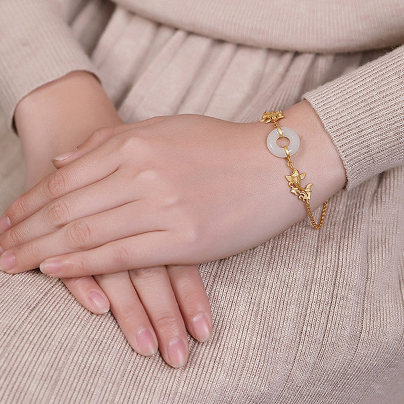Nimara Ritual White Jade Koi Fish Prosperity Bracelet