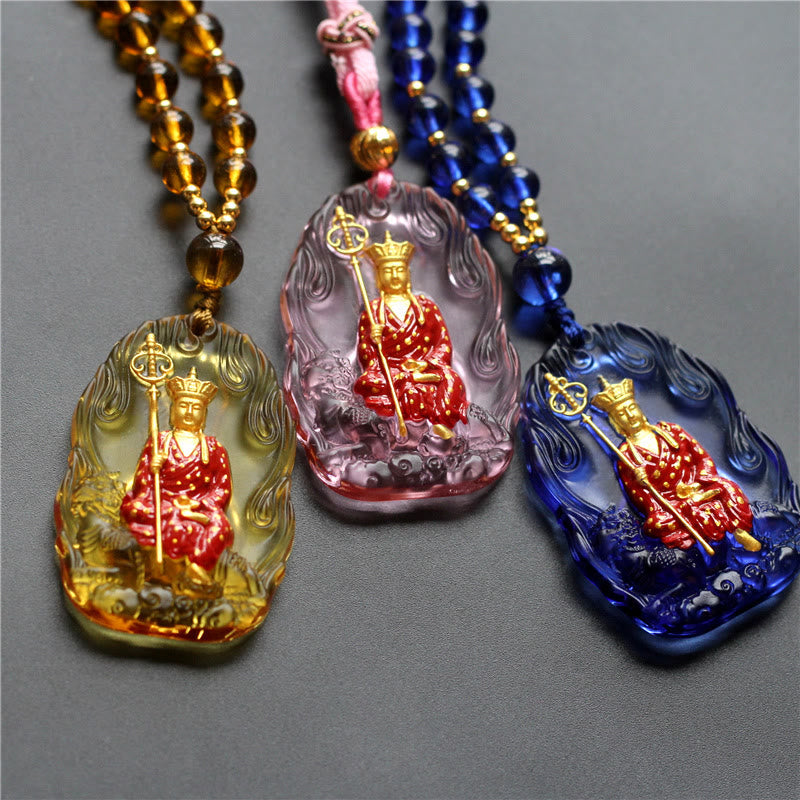 Nimara Ritual Ksitigarbha Buddha Liuli Crystal Compassion Amulet Necklace Pendant