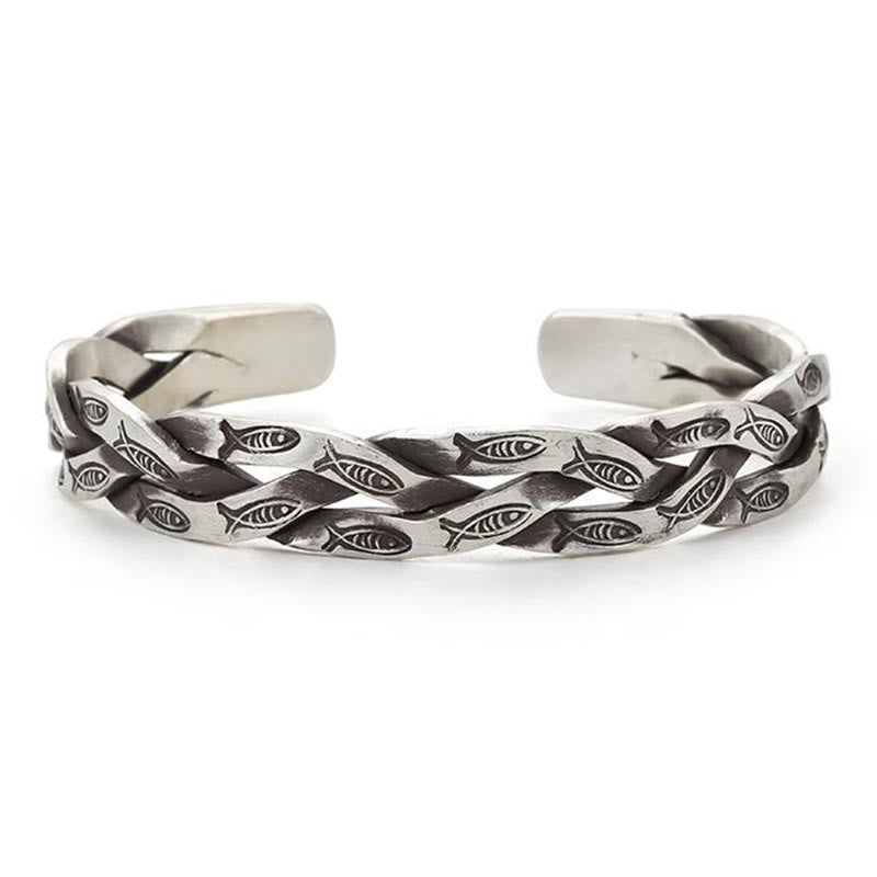 Nimara Ritual Koi Fish Twisted Design Luck Wealth Cuff Bracelet Bangle