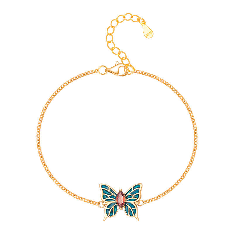 Nimara Ritual 925 Sterling Silver Butterfly Zircon Love Chain Bracelet