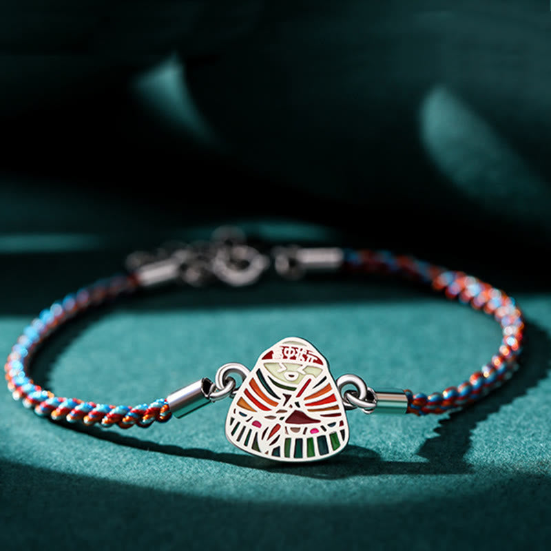 Nimara Ritual 925 Sterling Silver Zongzi Pattern Luck Multicolored Handcrafted Bracelet