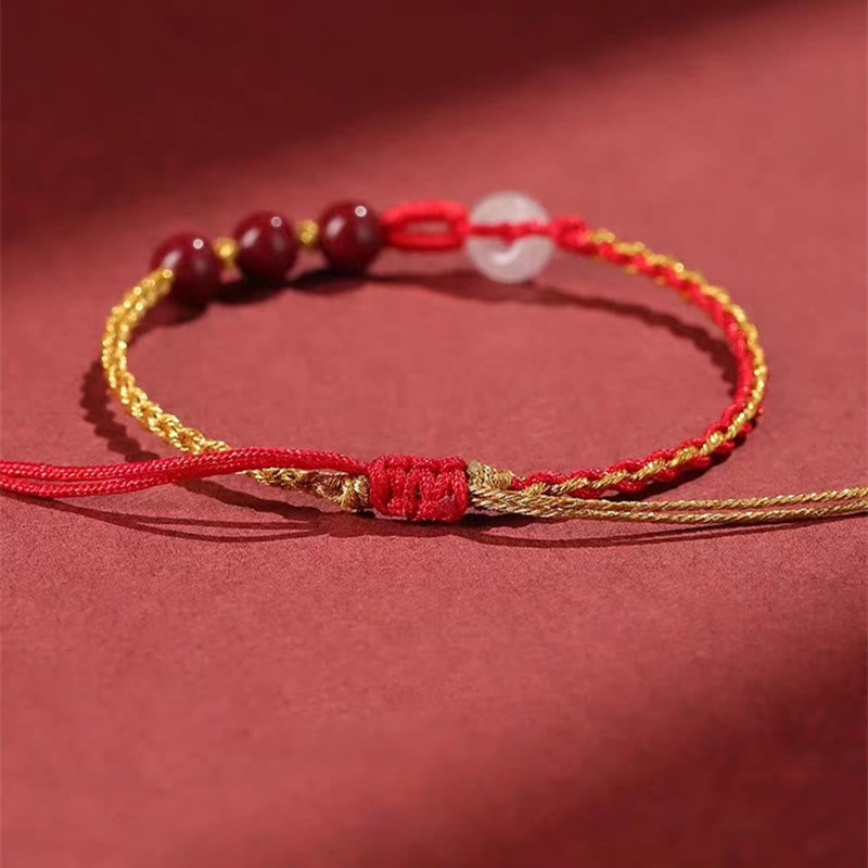 Nimara Ritual Natural Cinnabar Jade Peace Buckle Blessing Bracelet