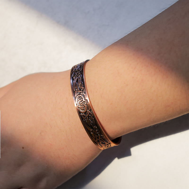 Nimara Ritual Viking Birds Magnetic Copper Adjustable Cuff Bracelet Bangle