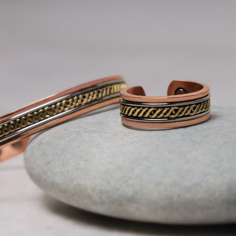 Nimara Ritual Magnetic Copper Balance Adjustable Cuff Bracelet Bangle Ring