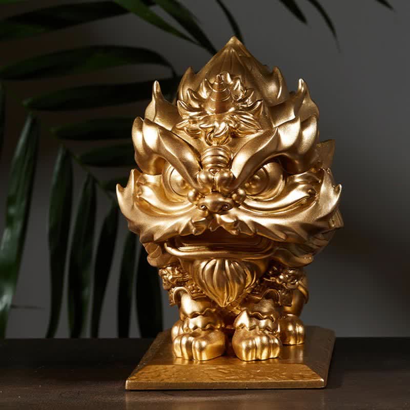 Nimara Ritual Lion Statue Strength Resin Home Office Decoration