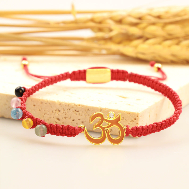 Nimara Ritual Tibetan Handmade OM Mindfulness Red String Bracelet