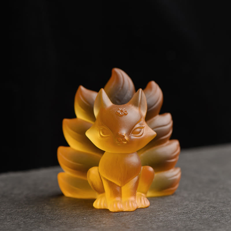 Nimara Ritual Small Nine Tailed Fox Success Strength Home Figurine Decoration