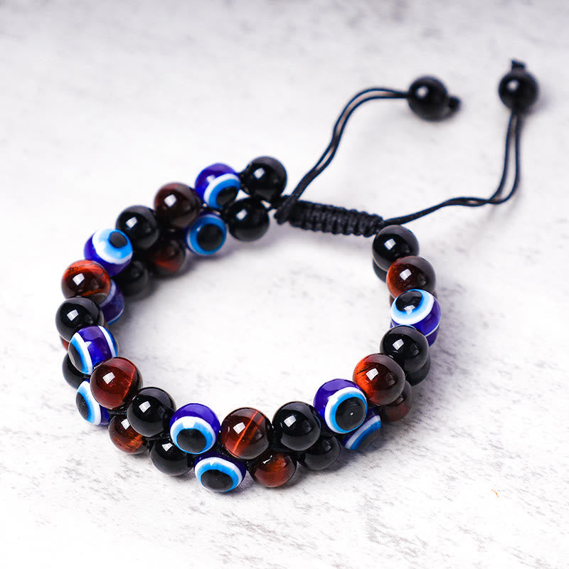 Nimara Ritual Evil Eye Hematite Tiger Eye Protection Beaded Bracelet