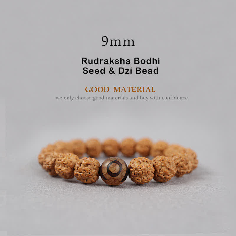 Nimara Ritual Tibet Rudraksha Bodhi Seed Dzi Bead Amber Turquoise Wealth Bracelet