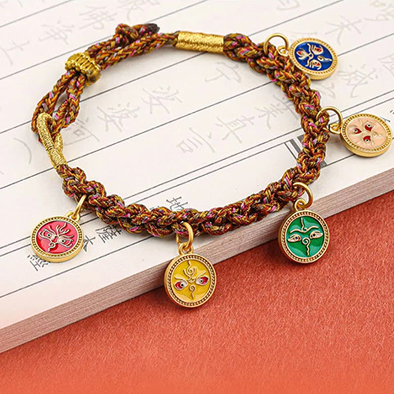 Nimara Ritual Tibetan Five God Of Wealth Thangka Luck Braid String Bracelet
