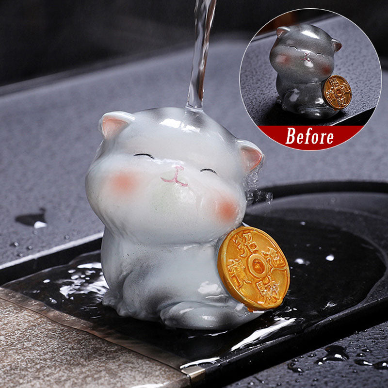Nimara Ritual Color Changing Cute Mini Cat Resin Tea Pet Wealth Home Figurine Decoration