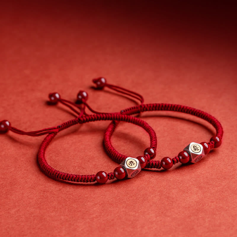 Nimara Ritual 925 Sterling Silver Chinese Zodiac Natal Buddha Cinnabar Calm Bracelet