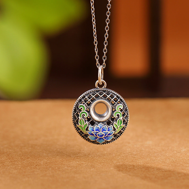 Nimara Ritual 999 Sterling Silver Koi Fish Fu Character Lotus Peace Buckle Wealth Necklace Pendant