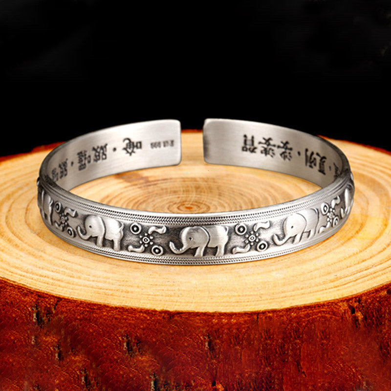 Nimara Ritual Elephant White Copper Strength Bracelet Bangle