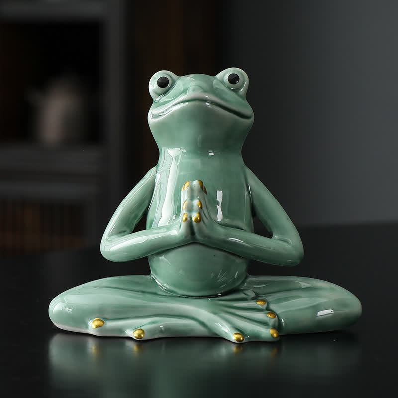 Nimara Ritual Meditating Ceramic Zen Frog Statue Decoration