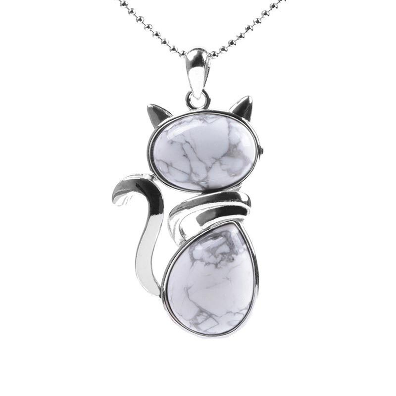 Nimara Ritual Cat Pattern Natural Crystal Protection Necklace Pendant