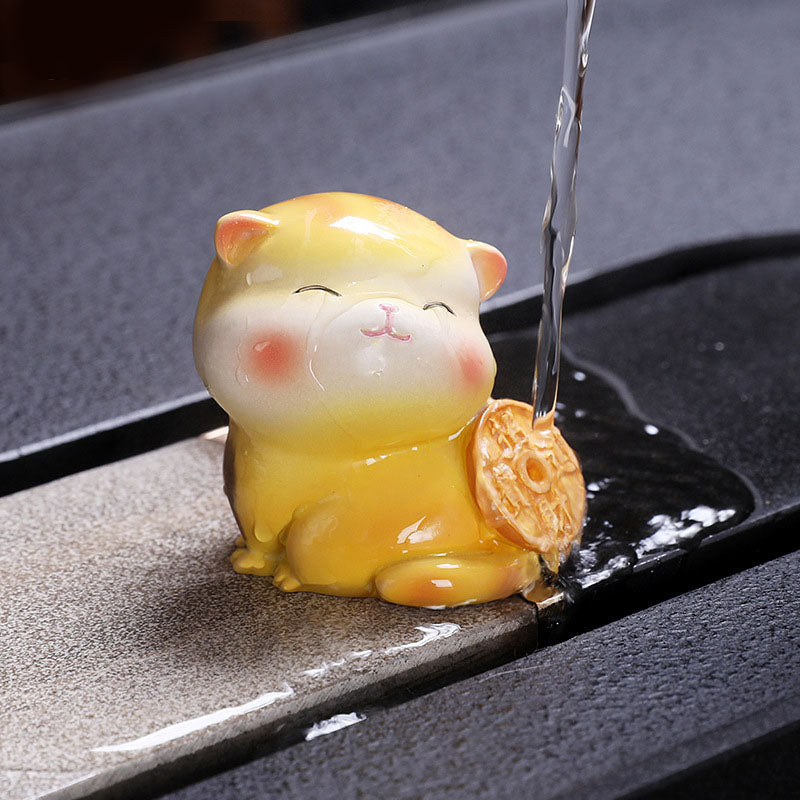 Nimara Ritual Color Changing Cute Mini Cat Resin Tea Pet Wealth Home Figurine Decoration