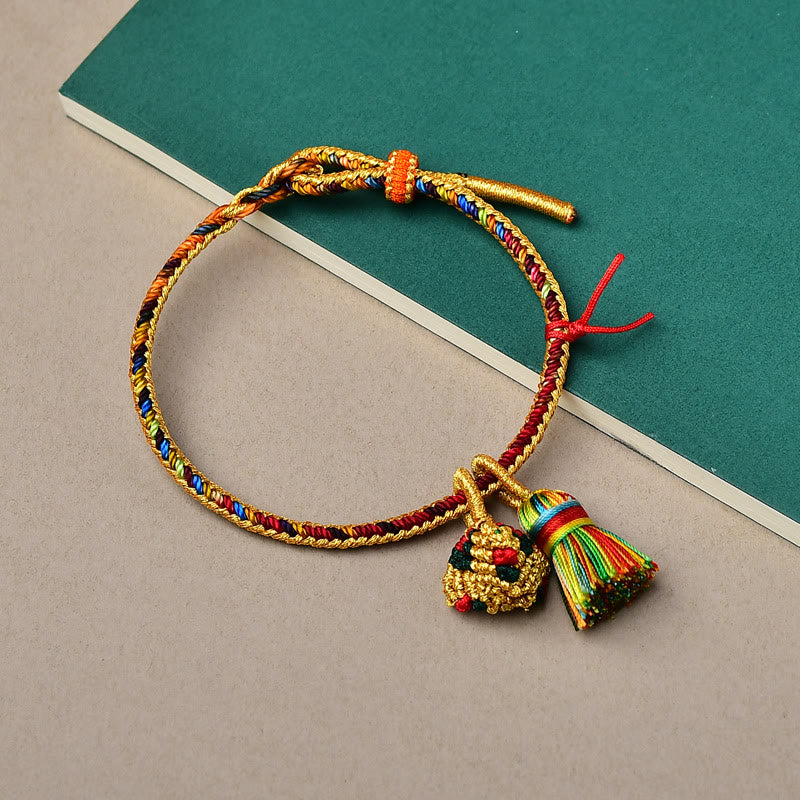 Nimara Ritual Colorful Rope Luck Handmade Zongzi Golden Ball Charm Bracelet