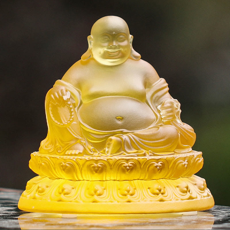 Nimara Ritual Handmade Laughing Buddha Figurine Liuli Crystal Art Piece Wealth Statue Home Decoration